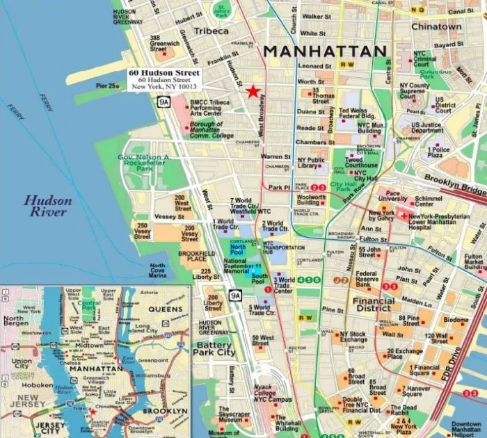 60 Hudson Street Datacenter Map Situated in Manhattan New York City