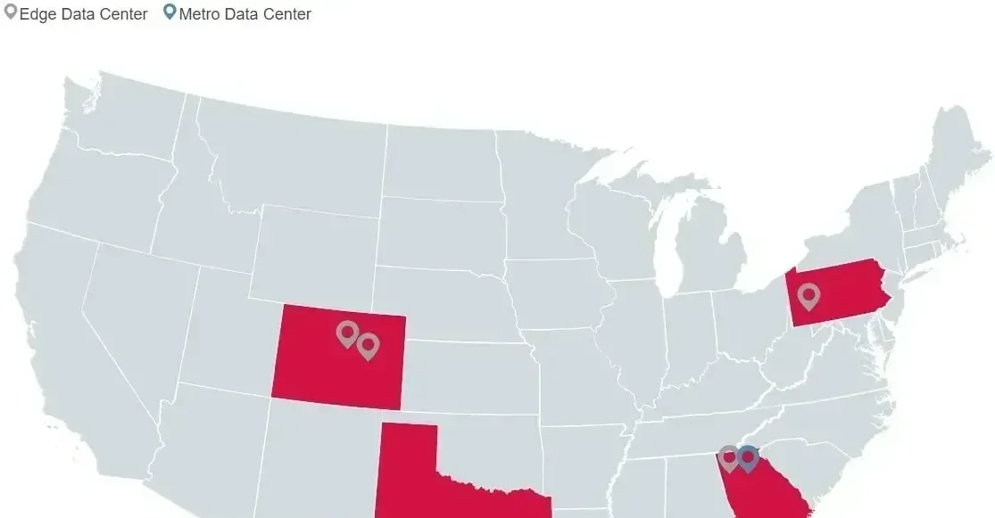 Mapa del Centro de Datos American Tower Edge Metro