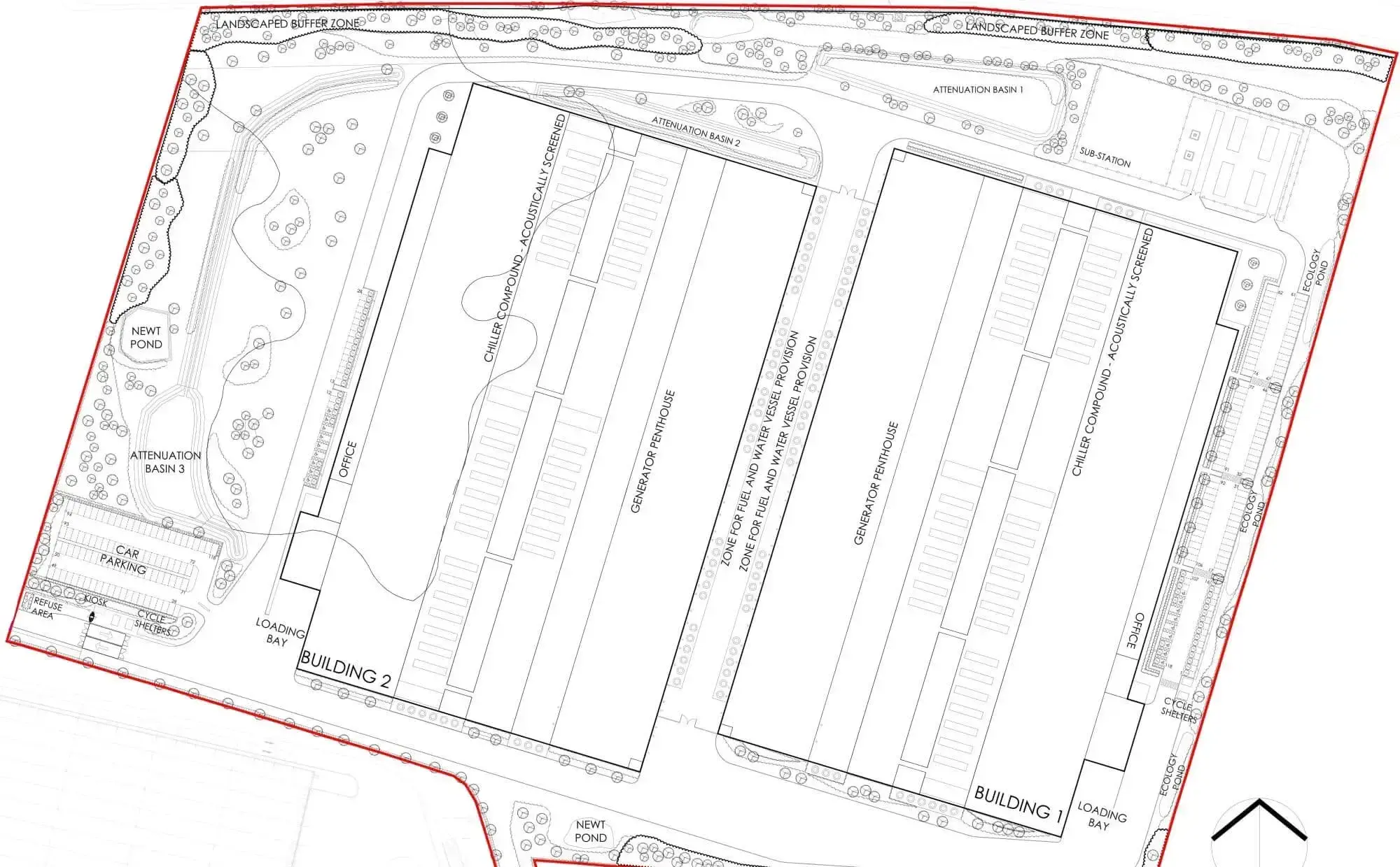 Diseño del sitio del centro de datos CloudHQ Didcot
