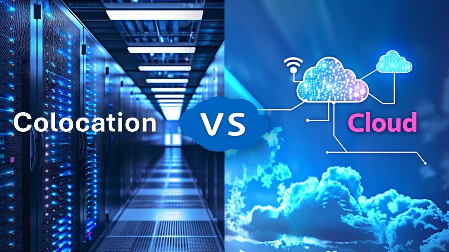 Comparación de colocación vs nube entre granjas de servidores de centros de datos con redes informáticas