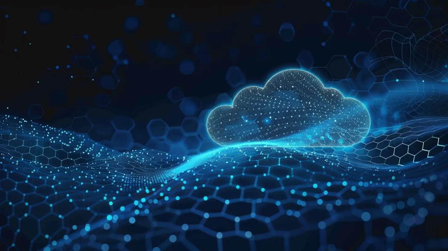 Comparación de Nube Privada con Modelos de Nube Red de Hexágonos Conectados sobre Fondo Oscuro