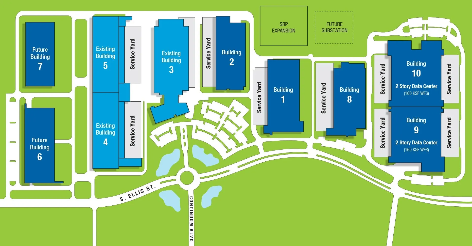 Plano del sitio del centro de datos CyrusOne Chandler Arizona