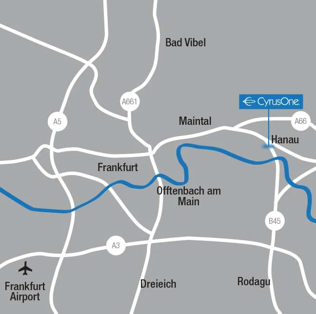 Mapa del Centro de Datos CyrusOne Frankfurt V