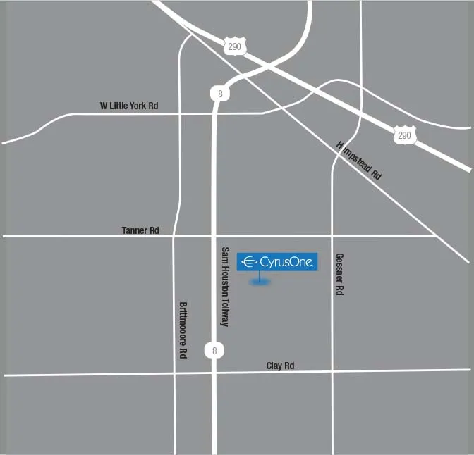 Mapa de ubicación del campus CyrusOne Houston West