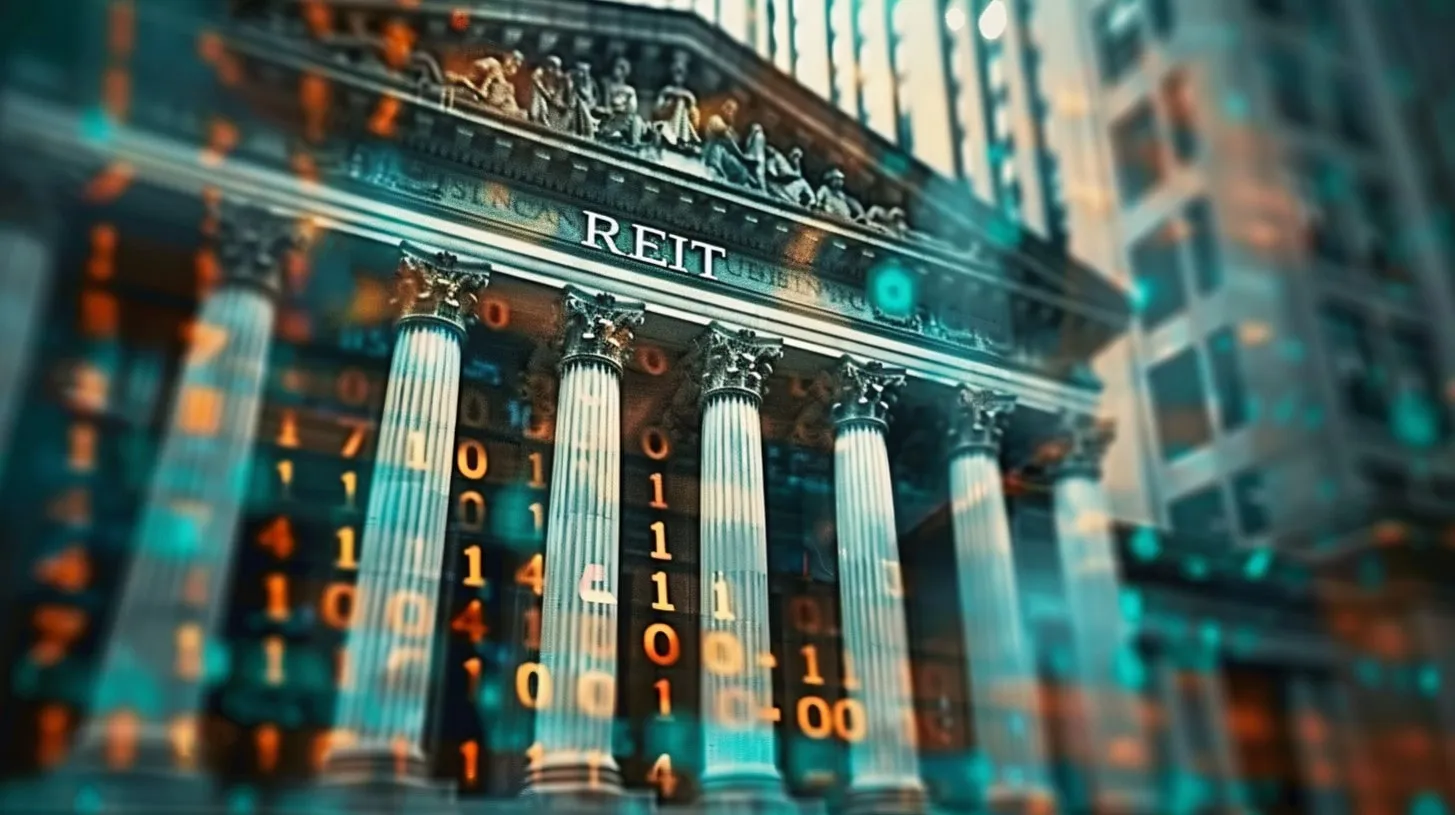 REIT de centros de datos representados en un edificio con estructuras de almacenamiento digital