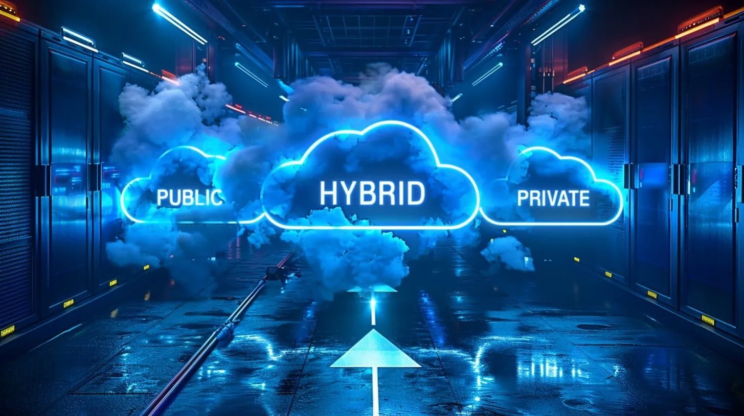 Centro de Datos con Informática Etiquetado Público Privado Luces de Neón Piso de Sala de Servidores Reflectantes