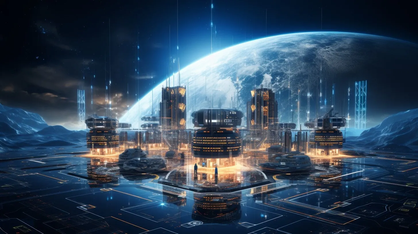 Centros de datos en el espacio exterior en órbitas futuras con la Tierra lejana de fondo