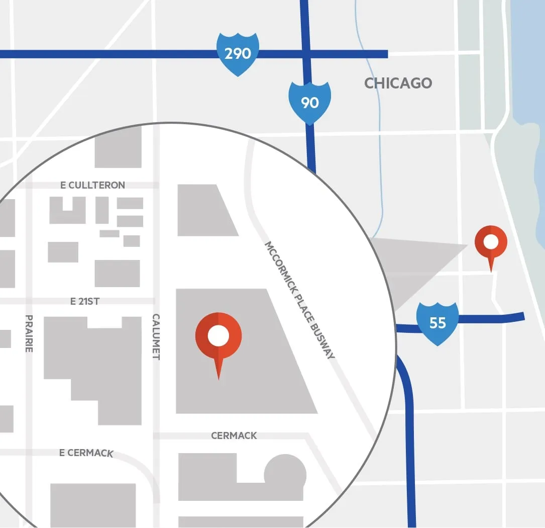 Mapa del centro de datos de Digital Realty 350 East Cermak Road