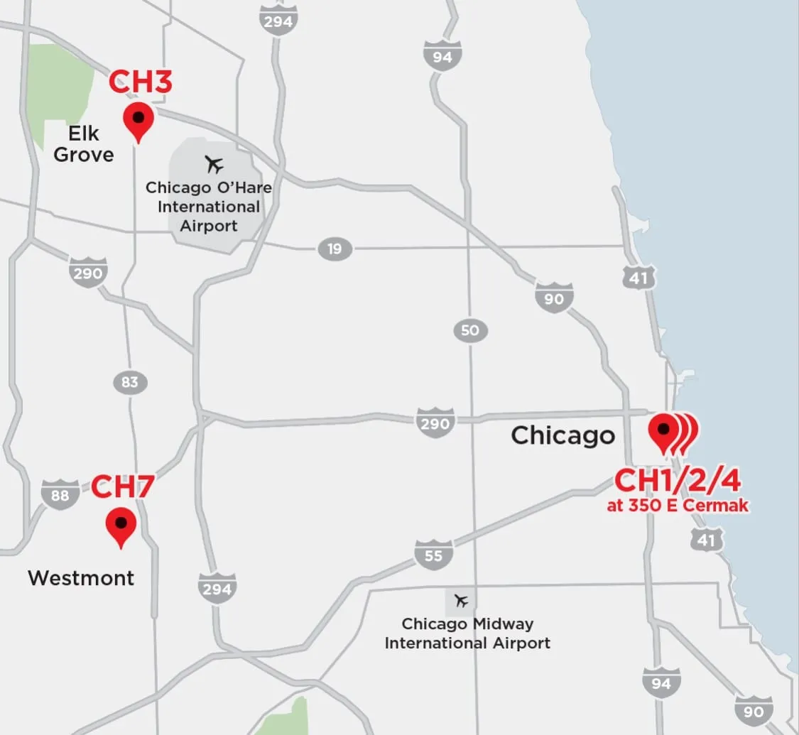 Mapa de carreteras de Equinix Colocation 350 East Cermak