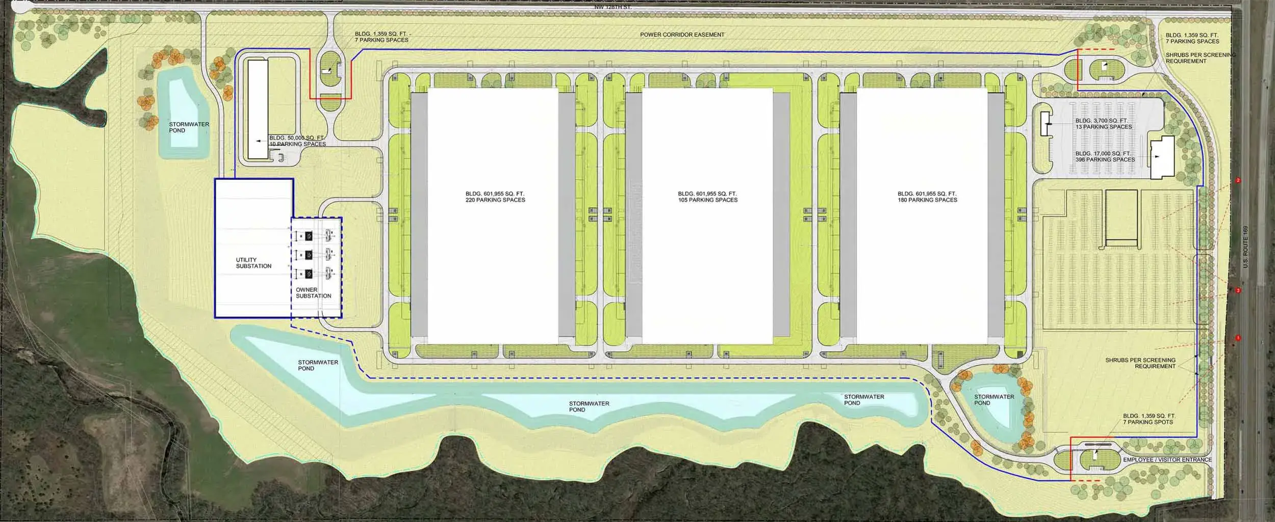 Diseño del plano del sitio del Facebook Meta Data Center Kansas City Missouri