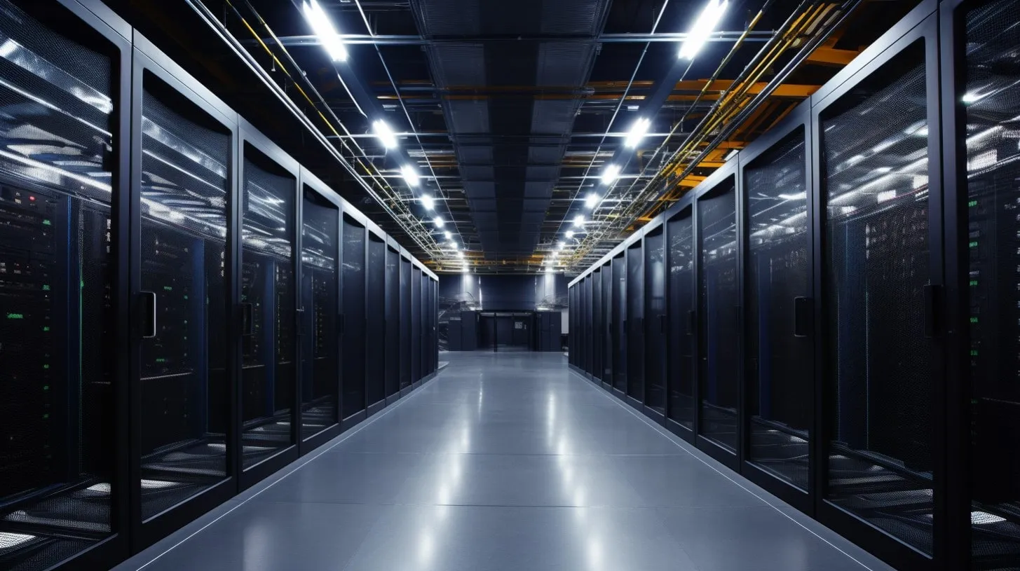 La jaula metálica de piso a techo protege los centros de datos en rack de servidores