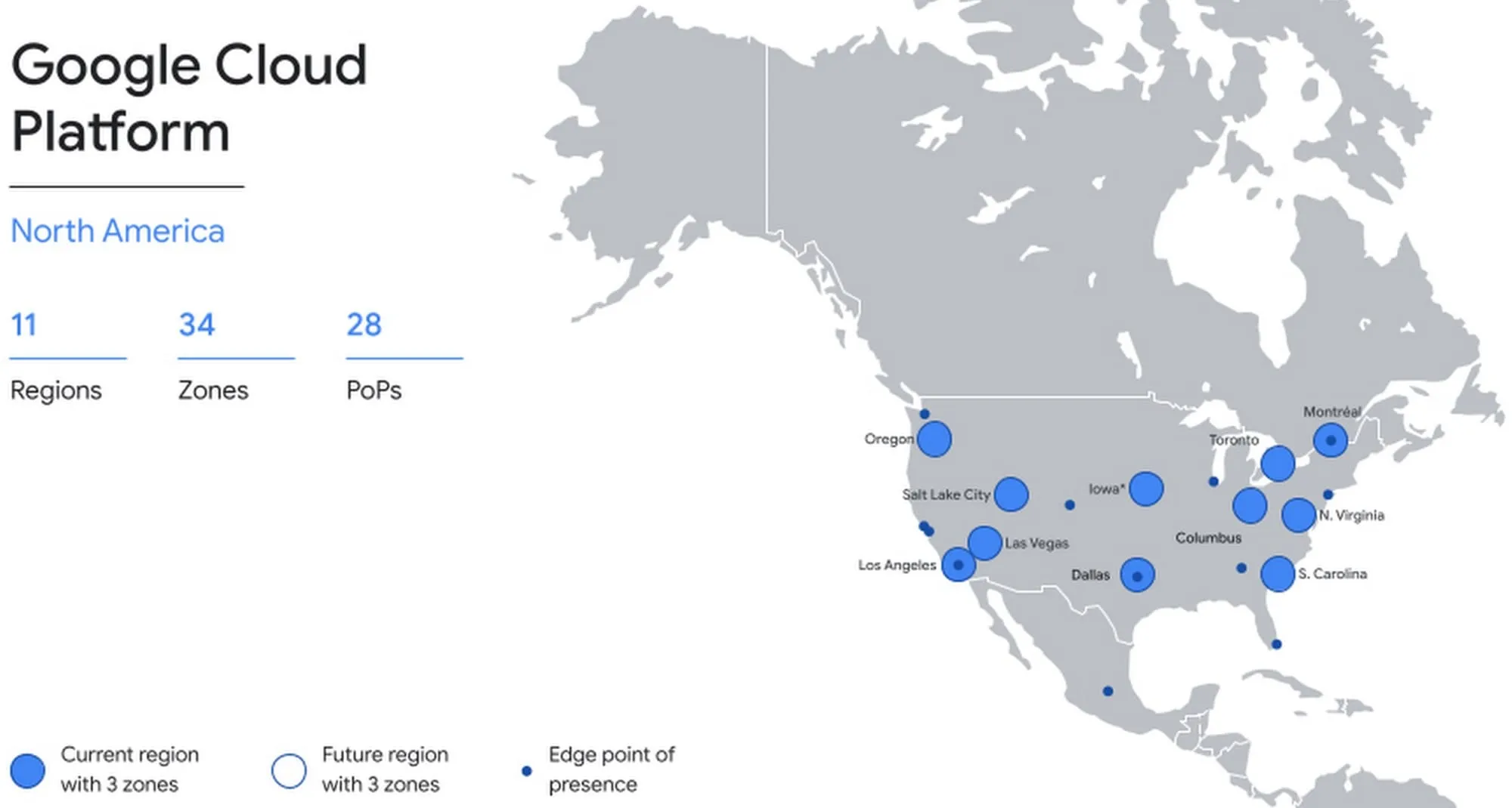 Mapa de Regiones de Google Cloud Junio 2022