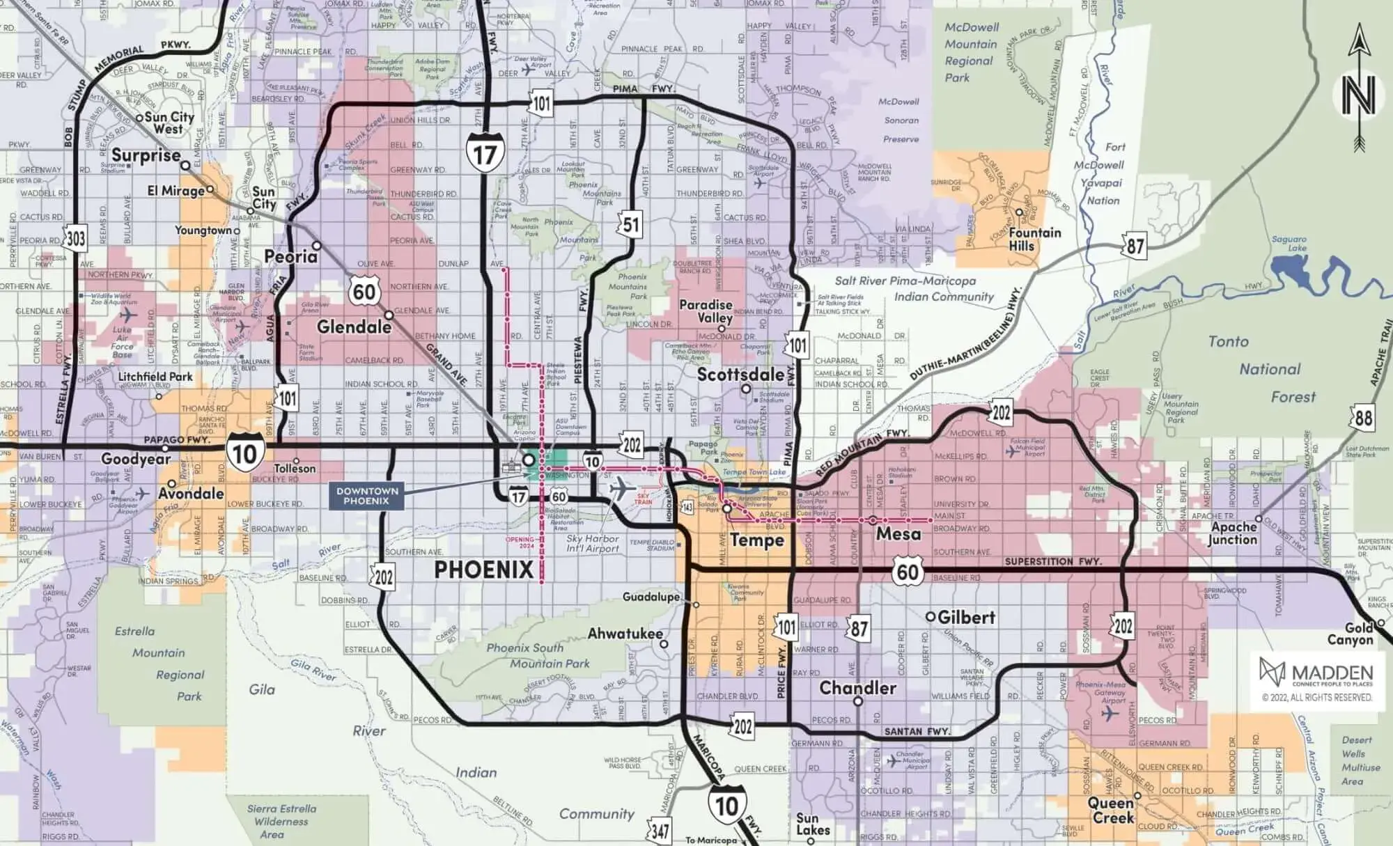 Mapa de ciudades y comunidades del Gran Phoenix