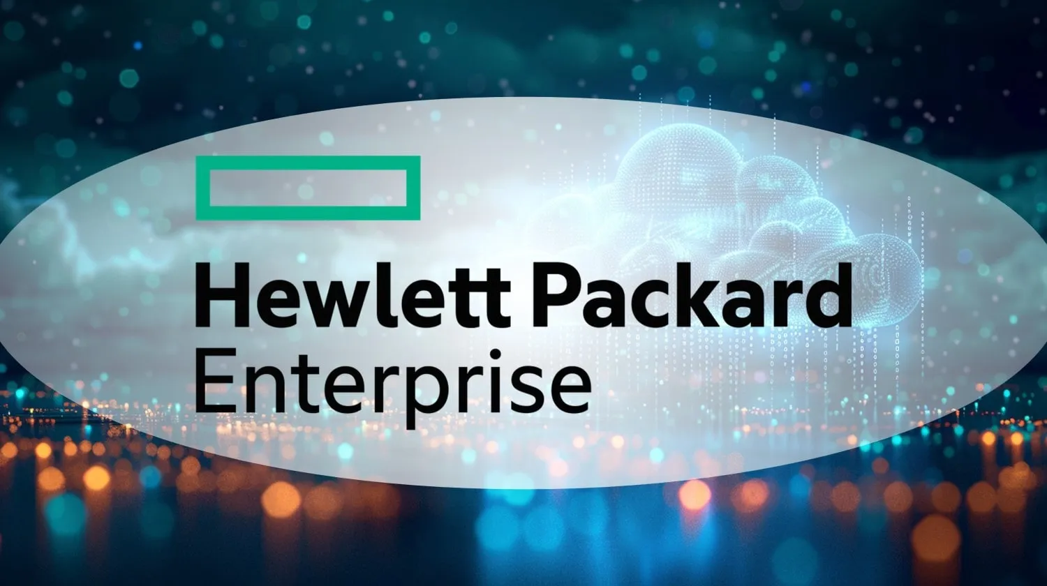Hewlett Packard Enterprise HPE Infraestructura digital y luces de fondo