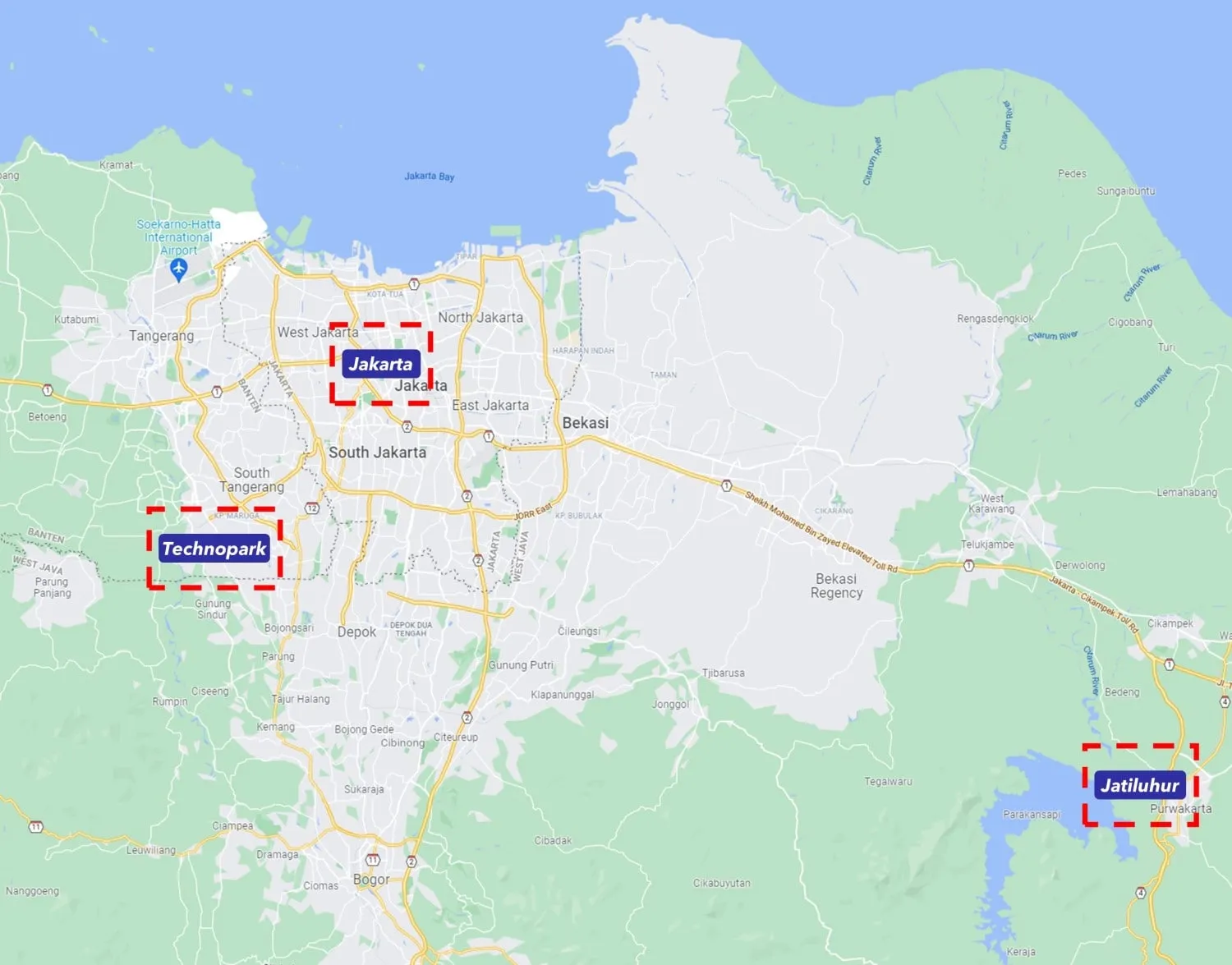 Mapa del centro de datos Indosat Ooredoo Indonesia