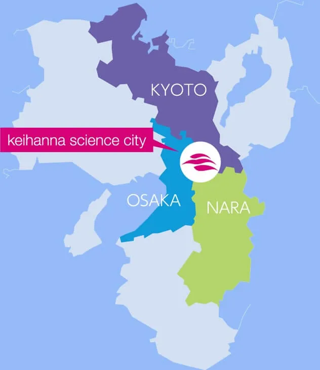 Mapa de la Ciudad de las Ciencias Keihanna de Kioto Osaka Nara Japón