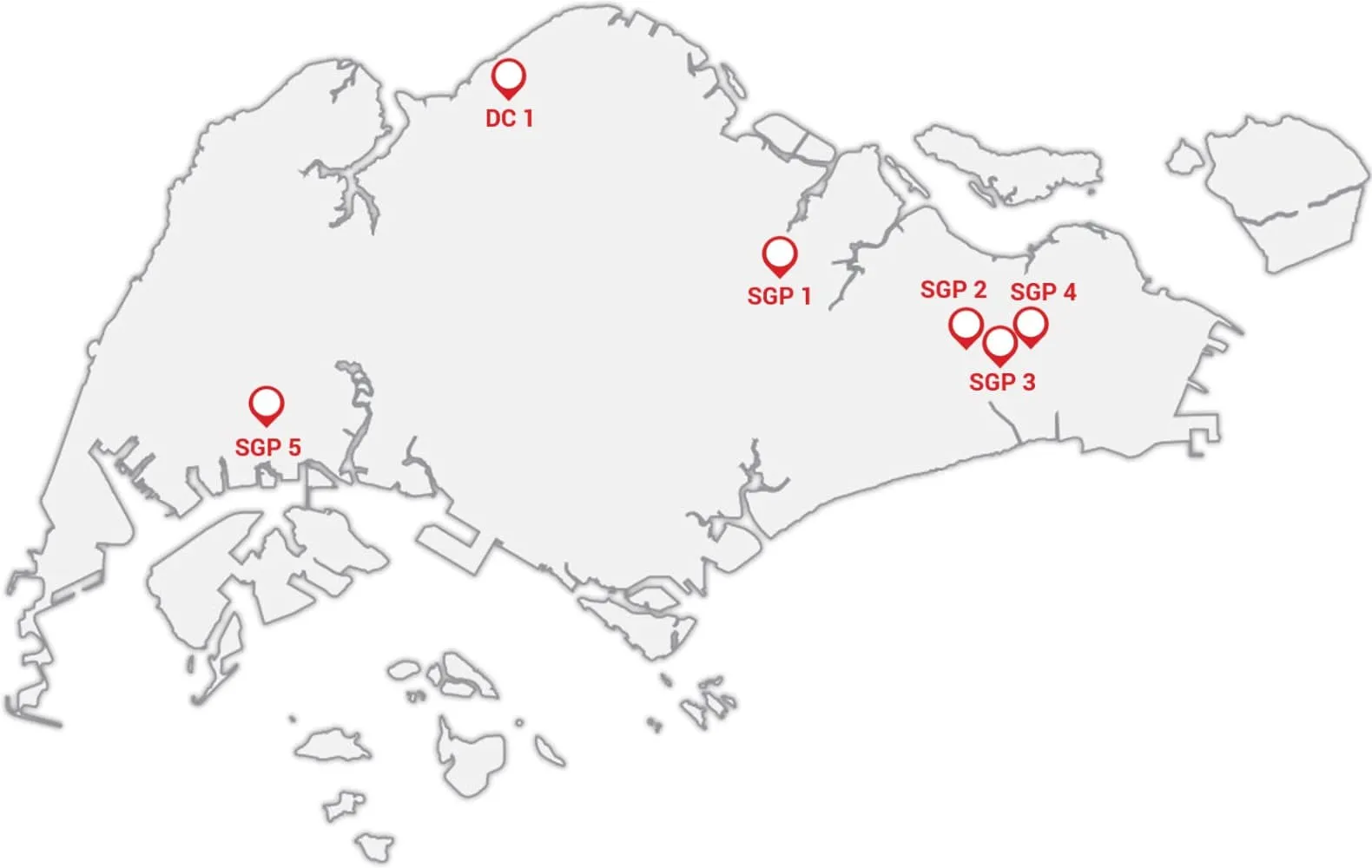 Mapa de centros de datos de Keppel Singapur