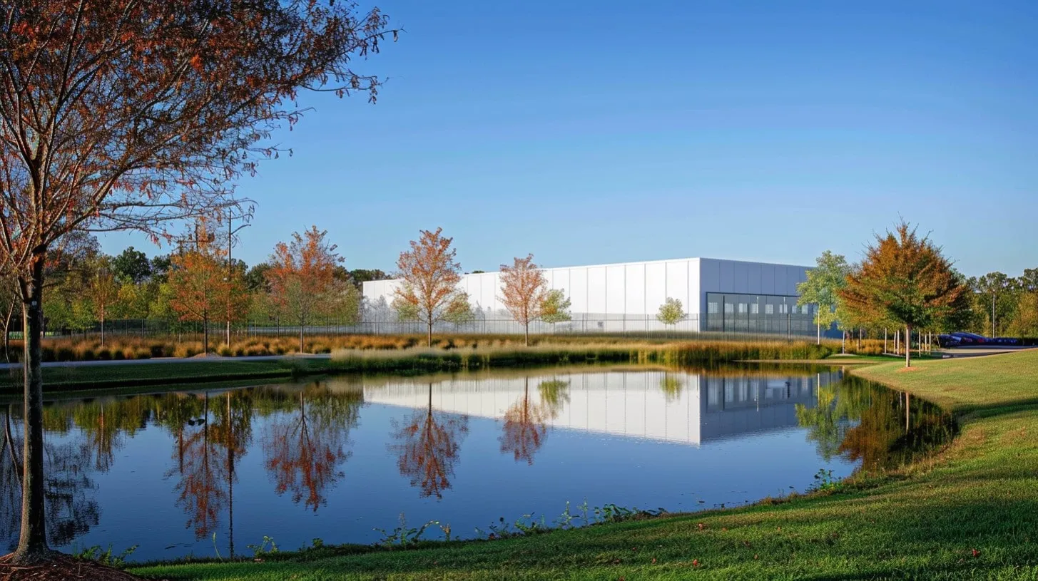 Centro de datos a hiperescala que utiliza un estanque de retención de aguas pluviales para su reutilización en sistemas