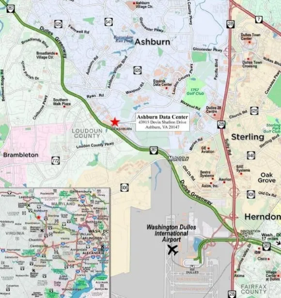 Mapa de 43915 Devin Shafron Drive Ashburn Virginia Data Center