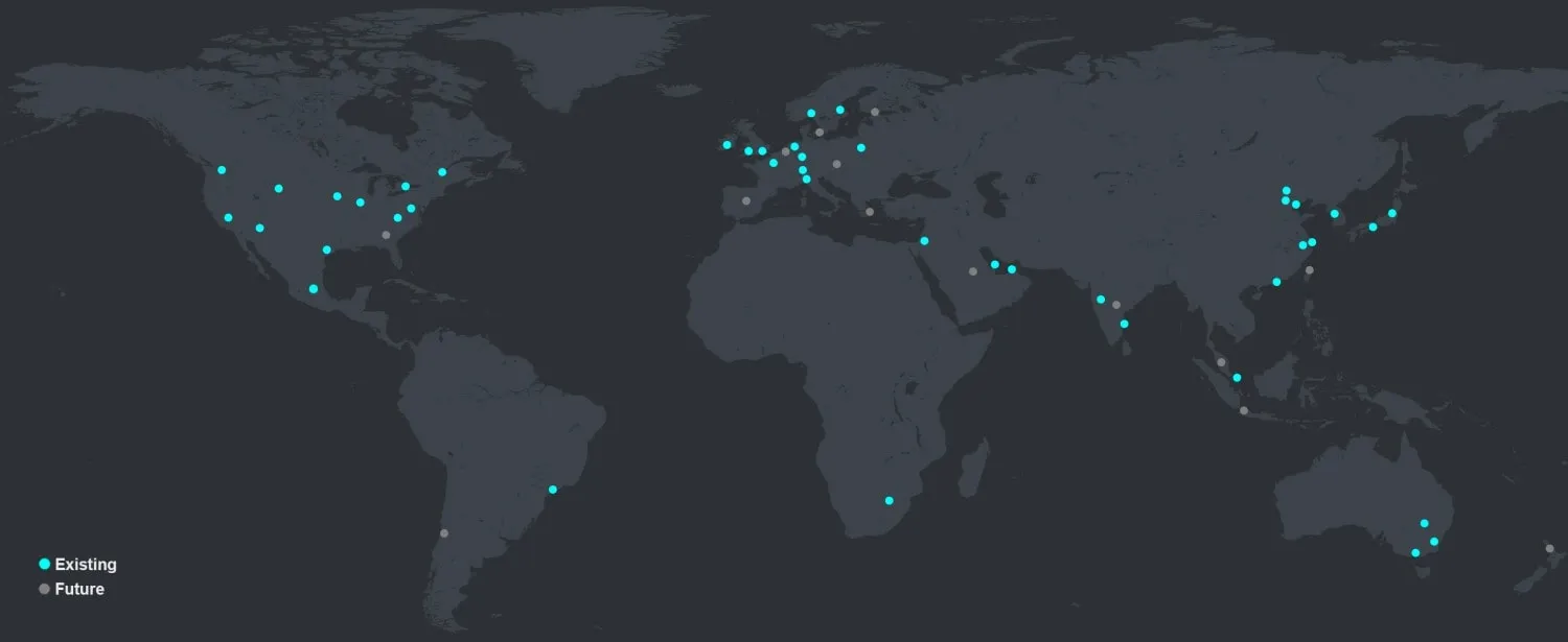 Mapa de Regiones de Nube y Centros de Datos de Microsoft Azure en dichas Ubicaciones para 2024