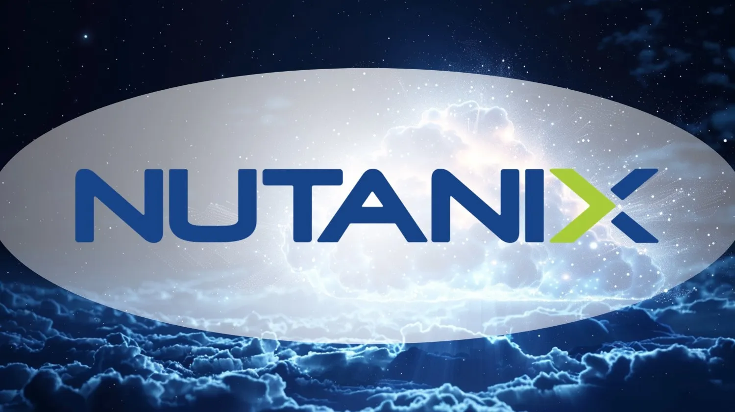 Nubes y estrellas de Nutanix en una dramática infraestructura digital nocturna