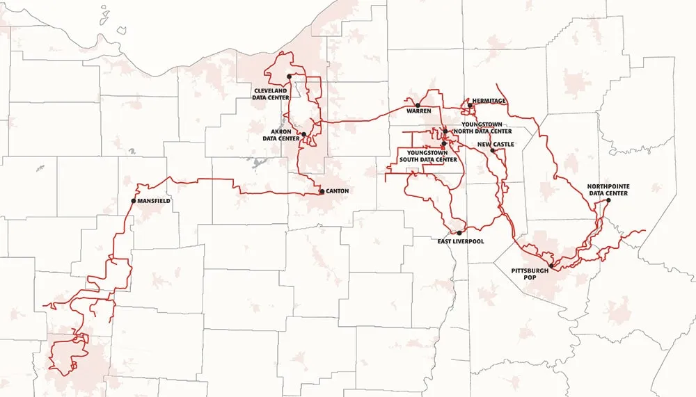 Ohio and Pennsylvania Fiber Maps Involta