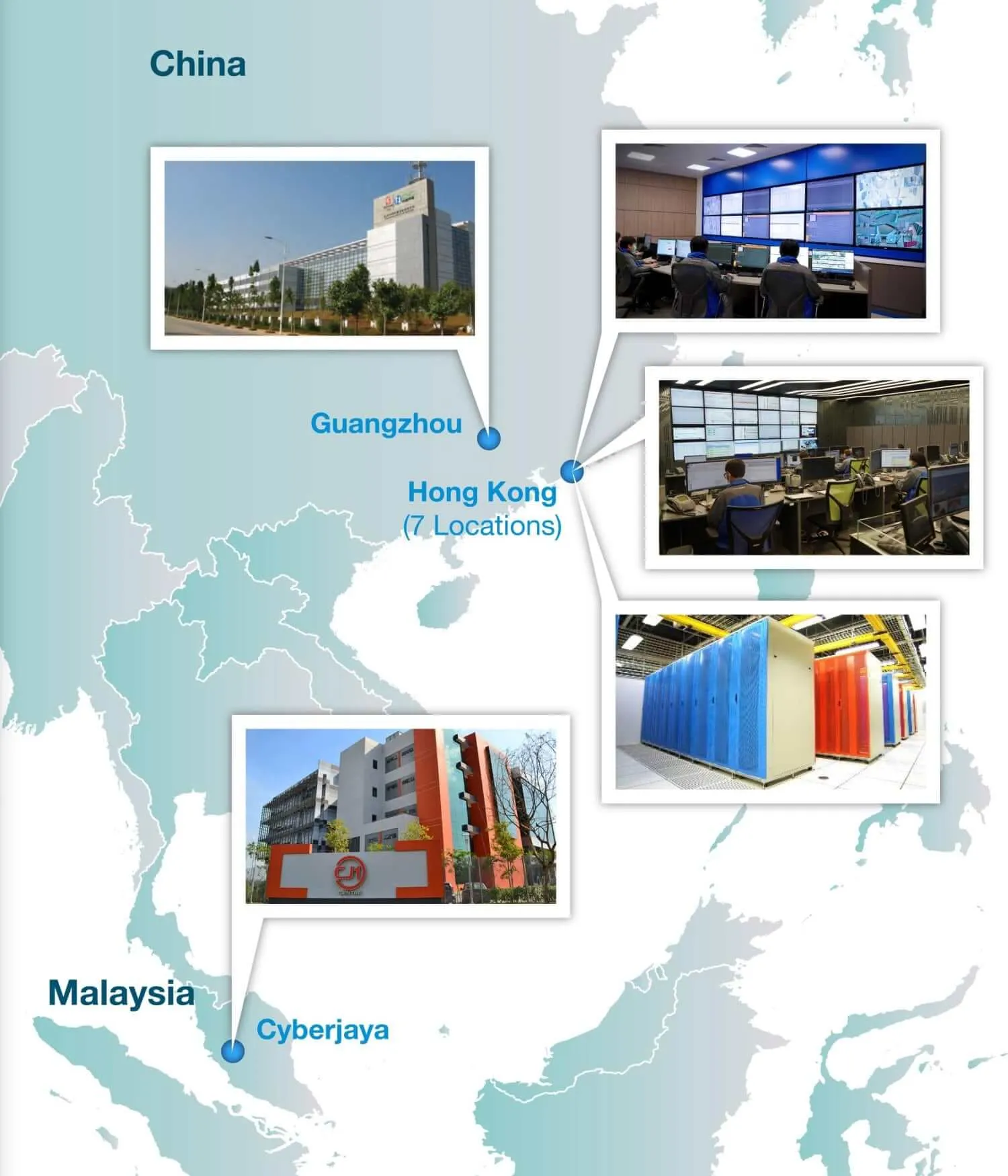 Mapa de Centros de Datos de Soluciones PCCW