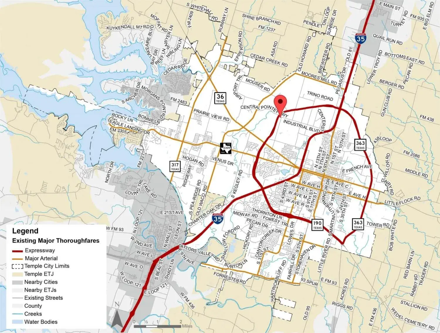 Mapa de desarrollo del centro de datos de Polmer Temple Texas
