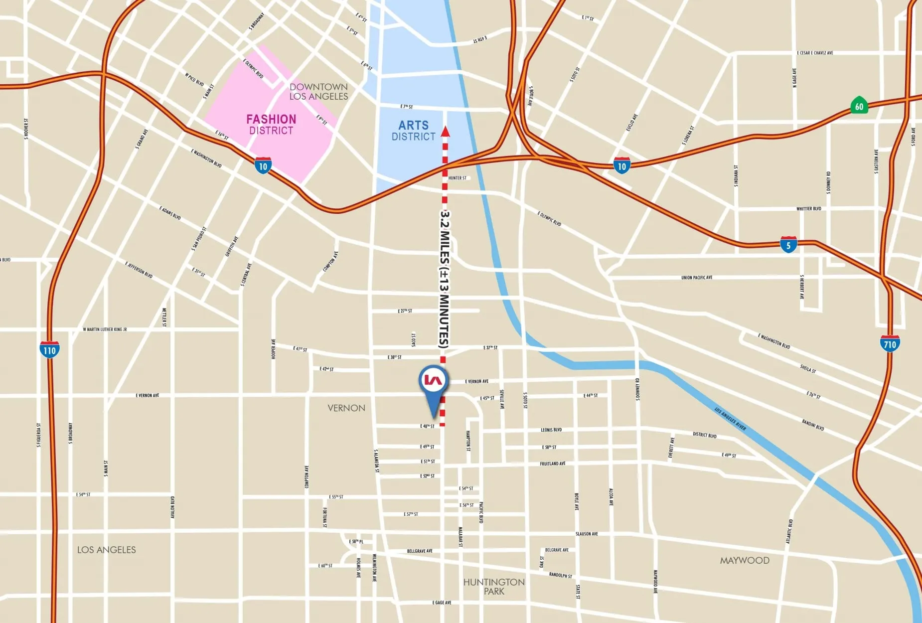 Ubicación del sitio Prime Data Centers Los Ángeles Vernon