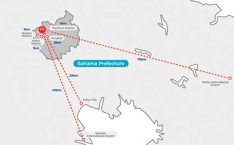 Mapa de ubicación de Princeton Digital Tokyo TY1