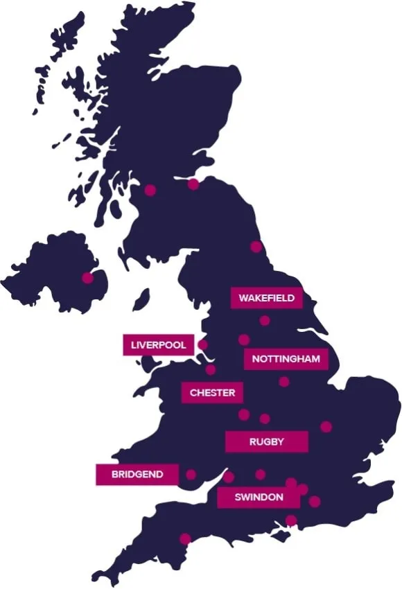 Mapa de centros de datos de proximidad del Reino Unido