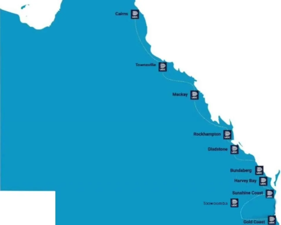 Mapa de centros de datos de Queensland Centros de datos de vanguardia