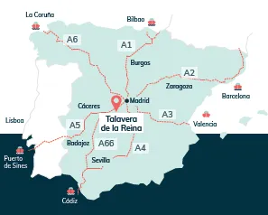 Spain Map with Talavera de la Reina Location