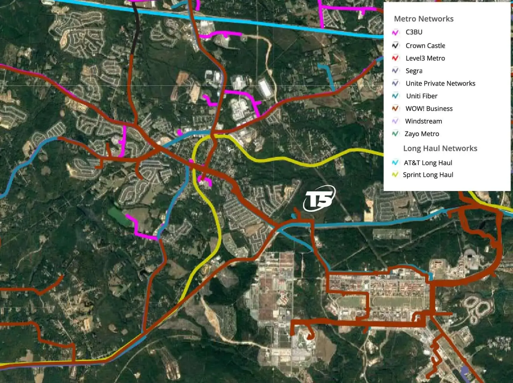 T5@Mapa de Conectividad de Fibra de Largo Recorrido del Metro de Augusta