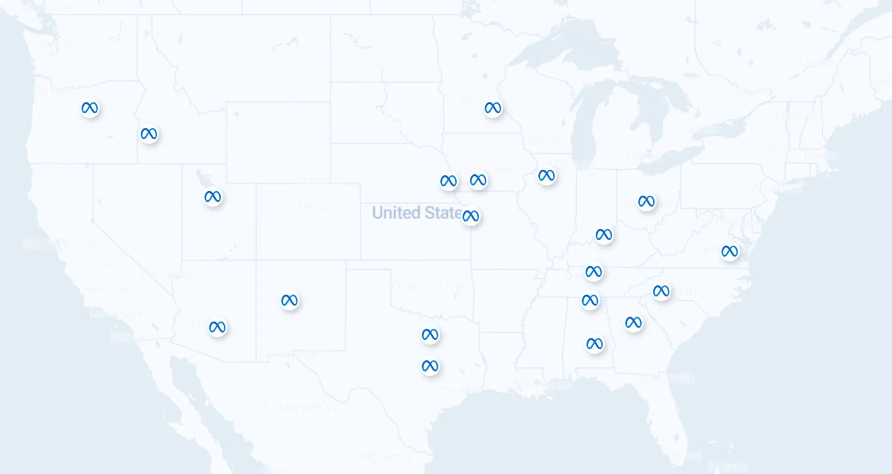 Estados Unidos Mapa de ubicaciones de instalaciones de computación de EE. UU.