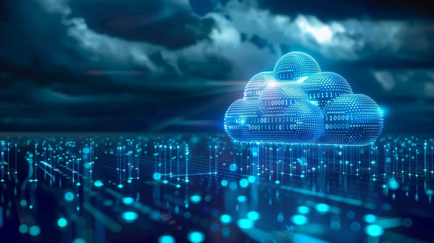 Ejemplo de nube privada Nubes digitales flotando sobre redes de almacenamiento de computación virtual