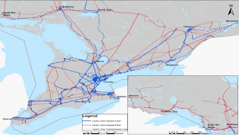 Mapa detallado de la red de fibra de Acronym Solutions