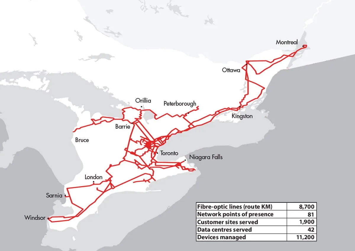 Acronym Solutions Fiber Network Map Ontario Québec