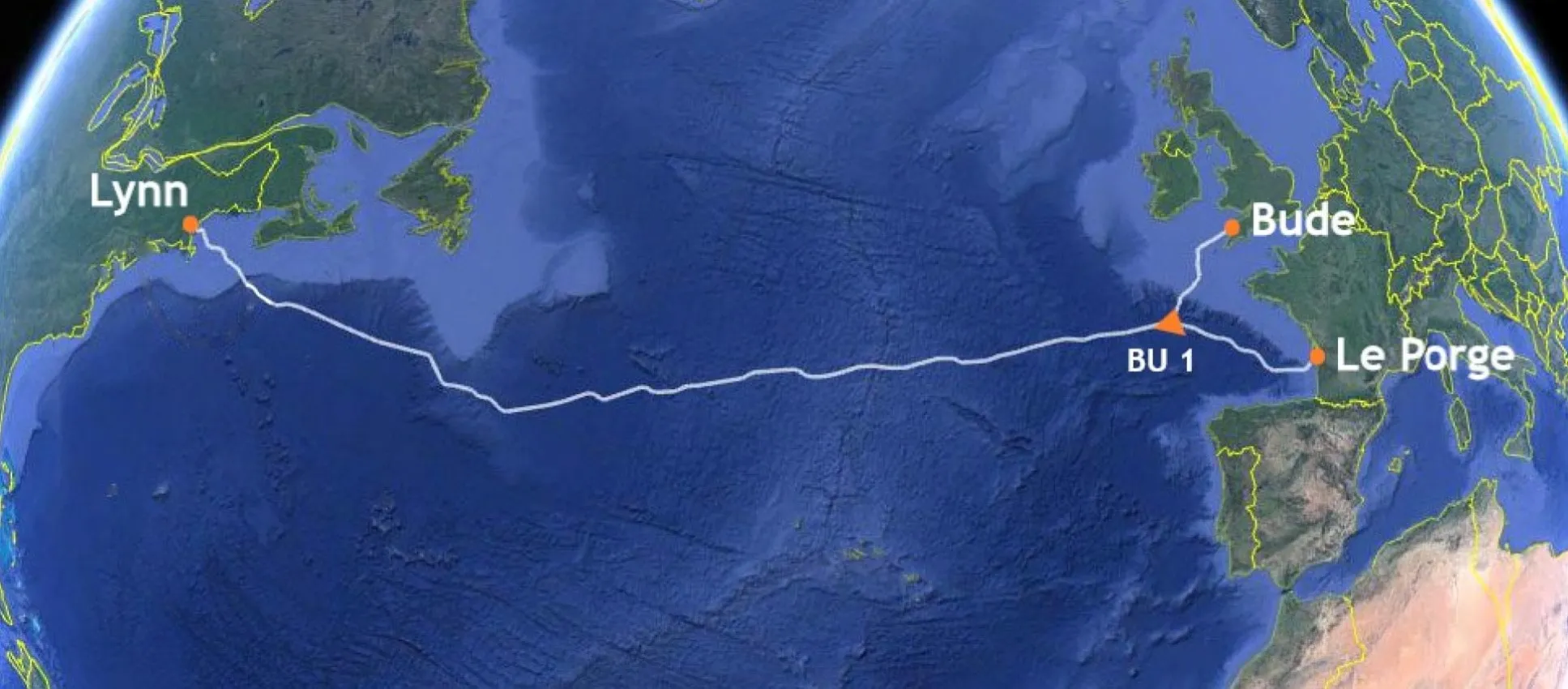 Mapa del sistema de cable submarino Amitié AEC-3