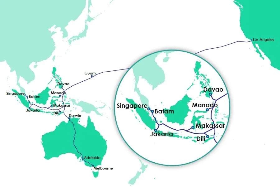 Mapa del sistema de cable submarino Asia Connect Cable-1 ACC-1