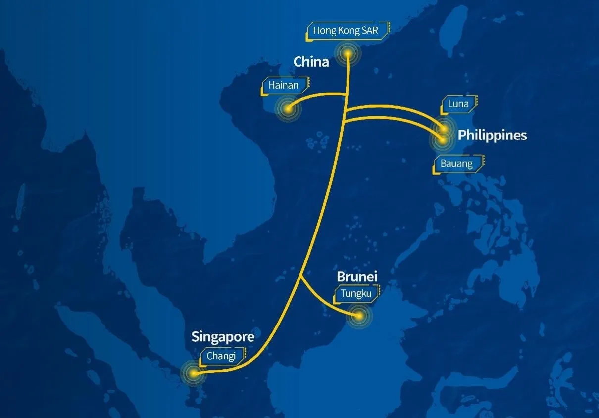 Mapa del sistema de cable submarino ALC de Asia Link Cable