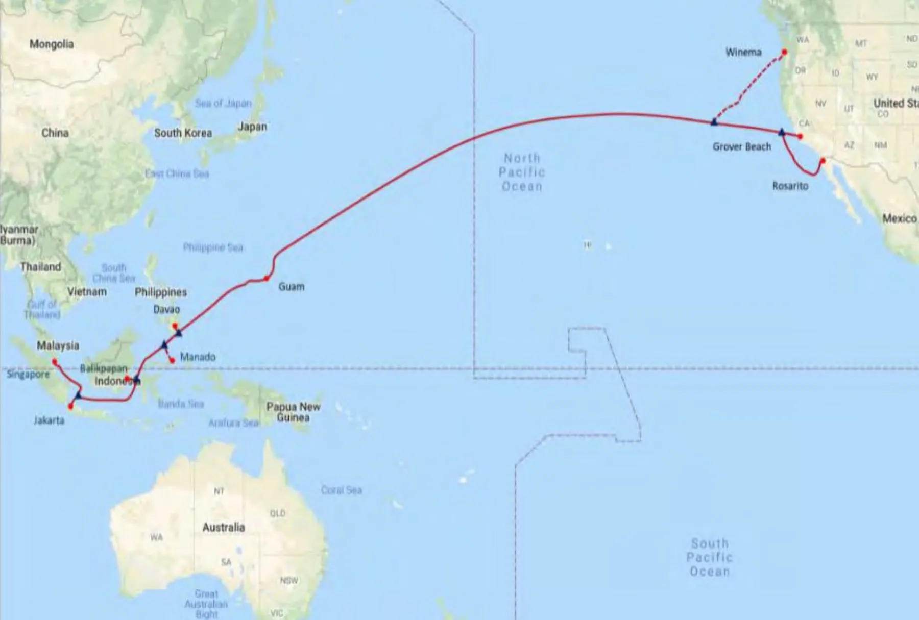 Mapa del sistema de cable submarino Bifrost