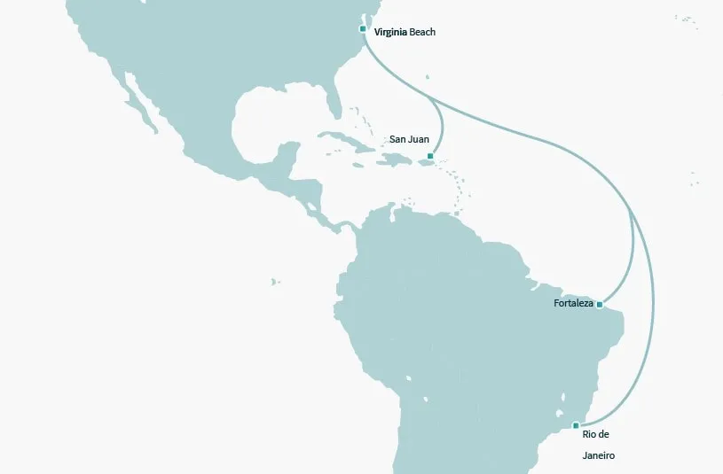 Mapa del Sistema de Cable Submarino BRUSA