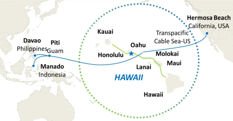Mapa de la red Cincinnati Bell Hawaii