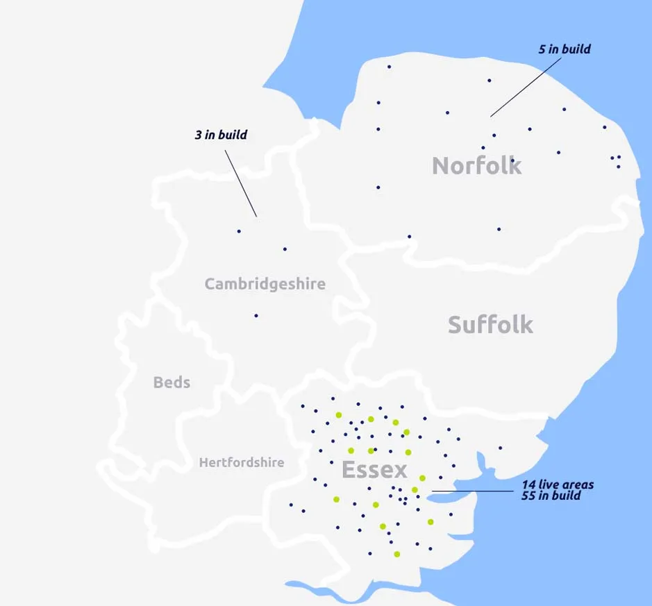 County Broadband Fiber Roll-Out County Map
