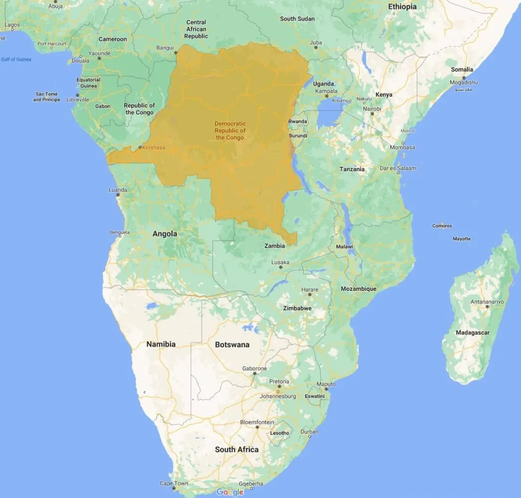 Mapa de África de la República Democrática del Congo (RDC)