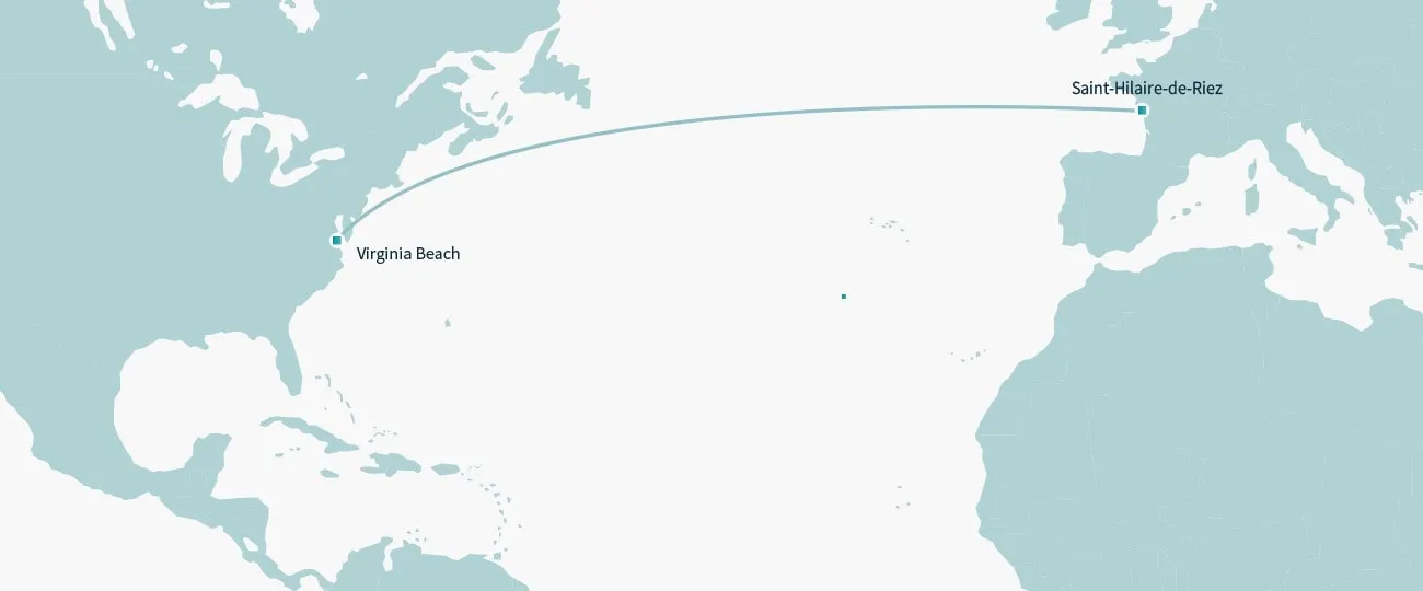 Mapa del sistema de cable submarino de Dunant