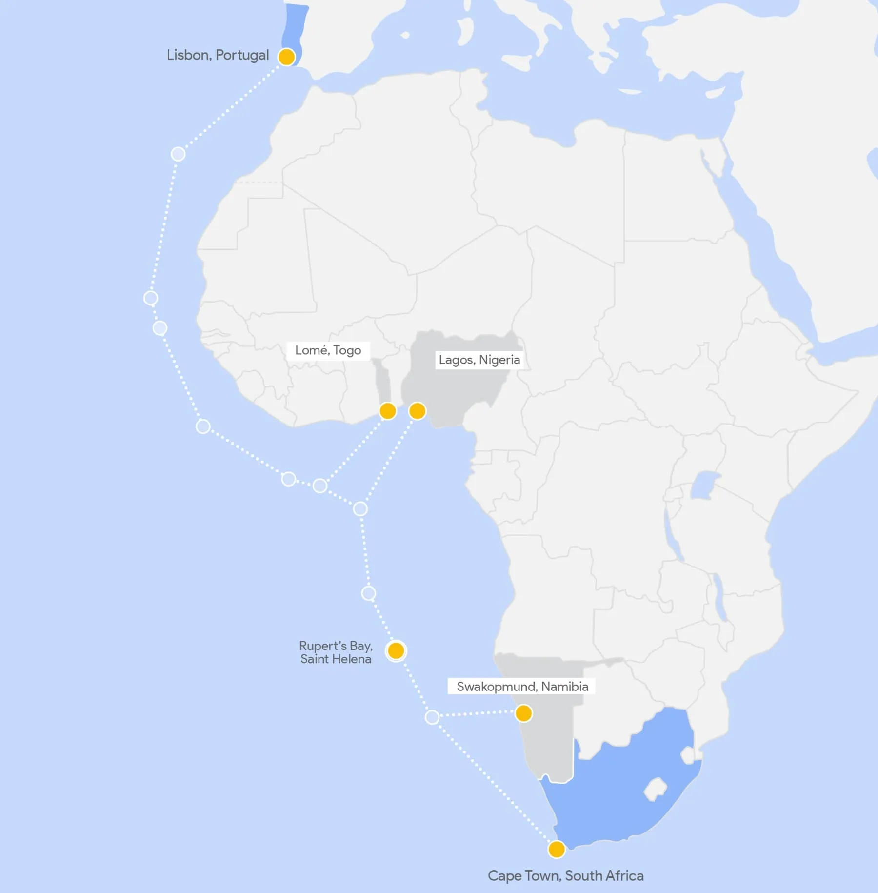 Mapa del Sistema de Cable Submarino Equiano