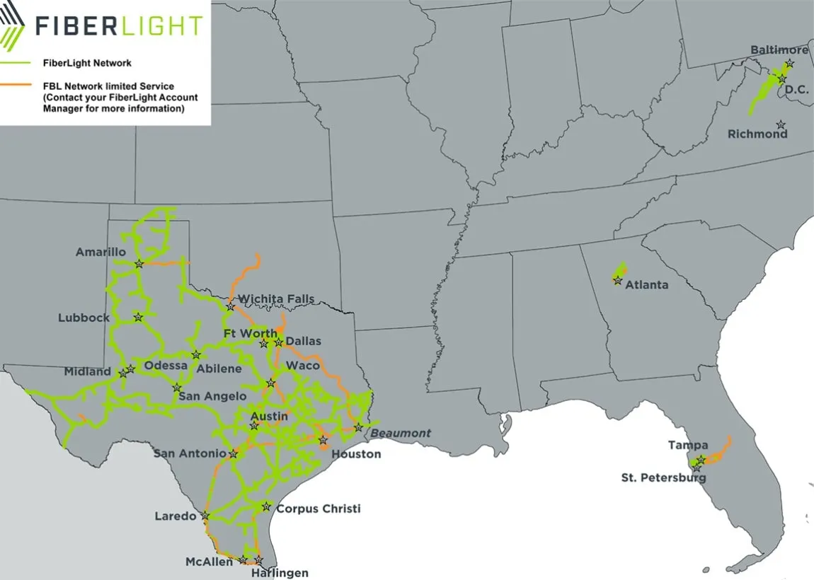 Mapa de red de fibra FiberLight