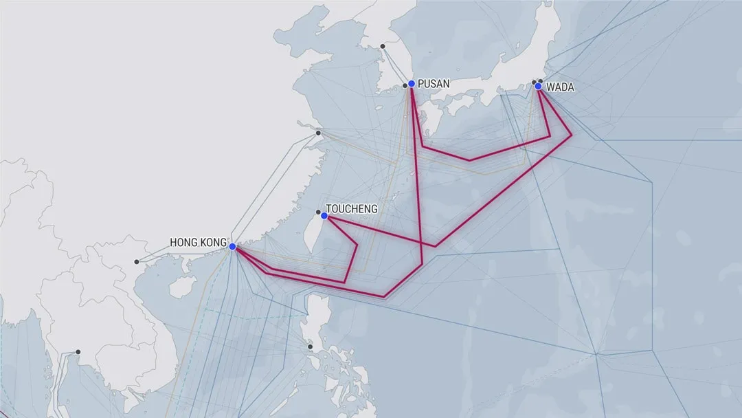 FLAG Mapa de cable submarino del North Asian Loop (FNAL) Global Cloud Xchange (GCX)